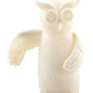 Sandstone White Owl Pot Sitter, Illuminates, runs on batteries, has timer
